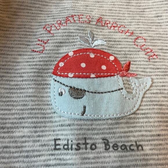 Newborn Earth Nymph Pirate Whale Gray Stripe Romper One Piece 100% Cotton - Picture 3 of 5